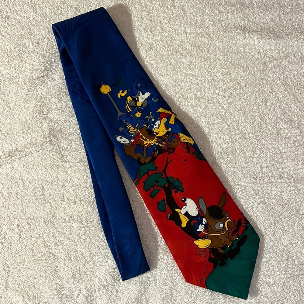 VTG Disney Mickey Unlimited Retro Dapper Goofy Novelty Necktie Don Quixote 90s